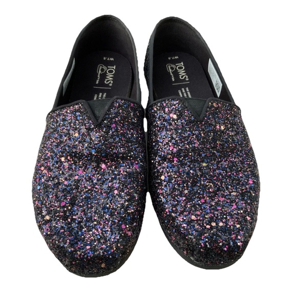 Toms Shoes - Tom’s Alpargata BlackBerry Sparkle Glitter Sz 7.5 VGUNavy Blue Cocktail Party